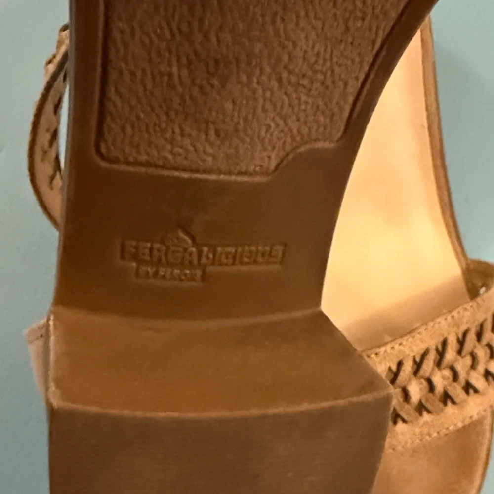 Fergalicious Tan Woven Heels - Picture 2 of 9